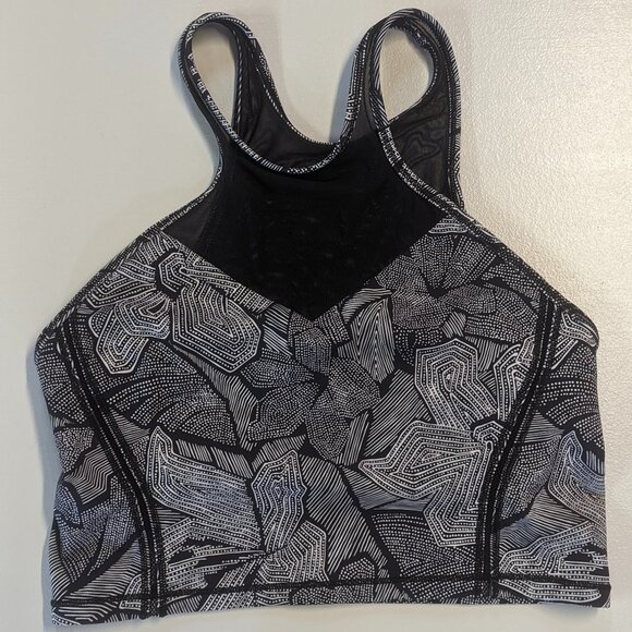 Lululemon Get It Om Bra Mini Dottie Tribe White Black / Black Size 8 - Picture 1 of 11